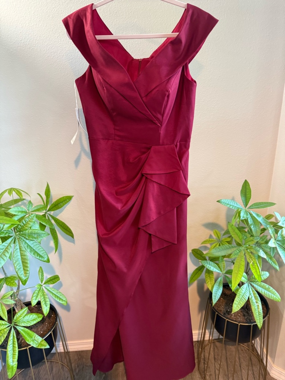 Burgundy Satin Formal Dress – Size 10 (NWT)